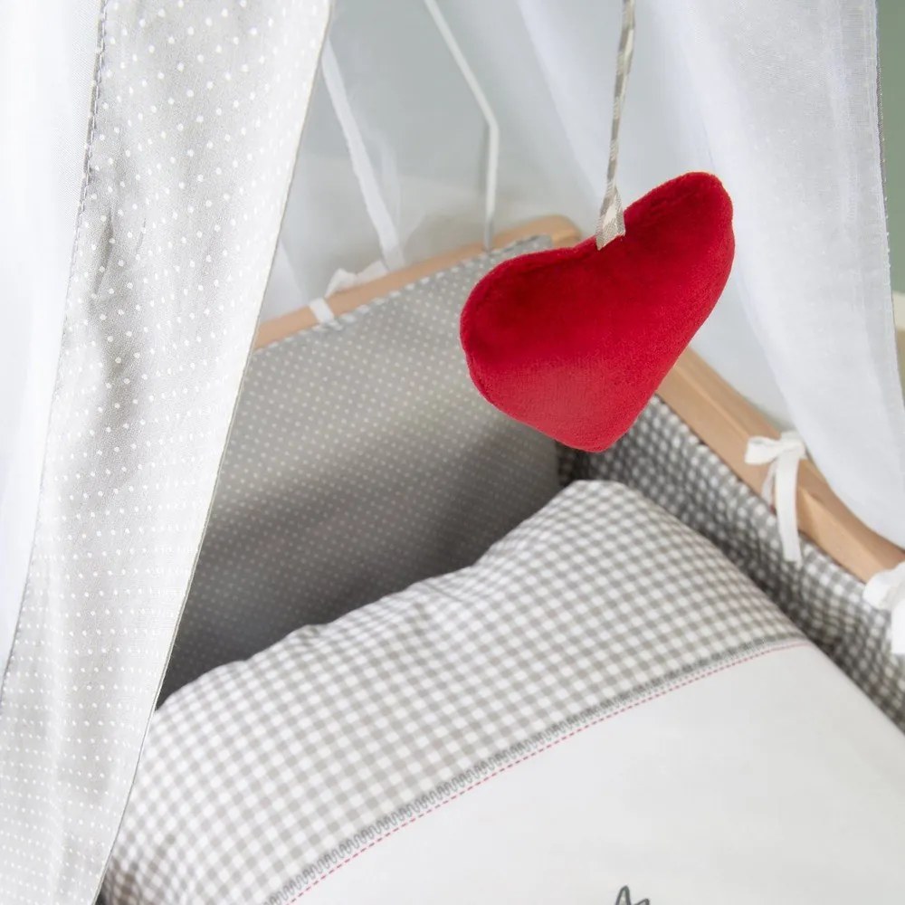 Kolíska z bukového dreva na kolieskach/s baldachýnom 40x90 cm v prírodnej farbe Adam and Owl – Roba