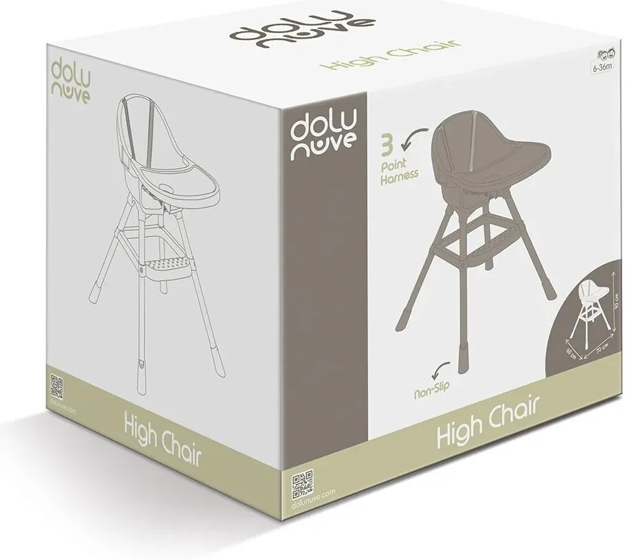 Dolu Detská jedálenská stolička s pultom, sivá, 90x 70 x 60 cm