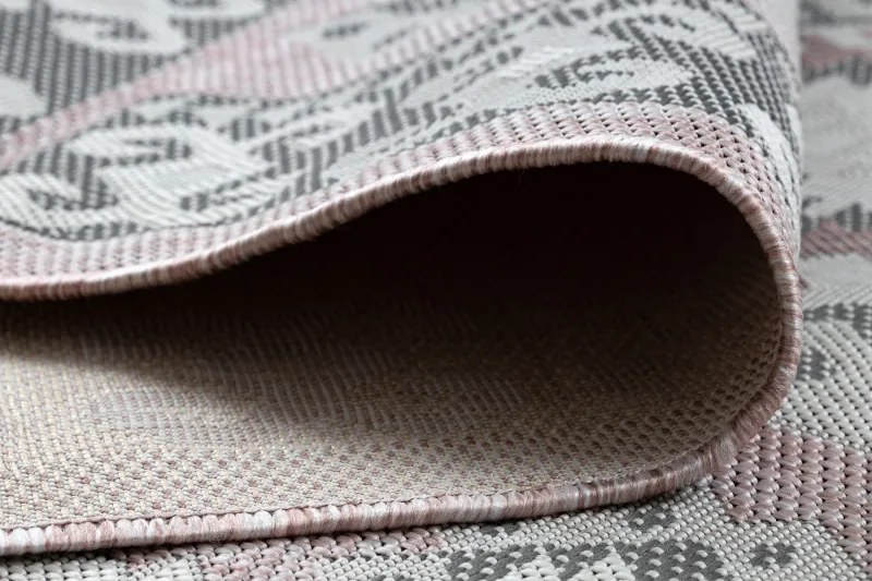 Dywany Łuszczów, Kusový koberec Sion Sisal Aztec 3007 pink/ecru – na von aj na doma, 120x170, ružová, chodba / predsieň