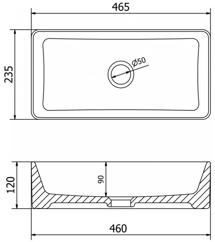 Mexen NADIA UMÝVADLO, 46x23 CM, ČIERNA-MATNÁ, 21614685