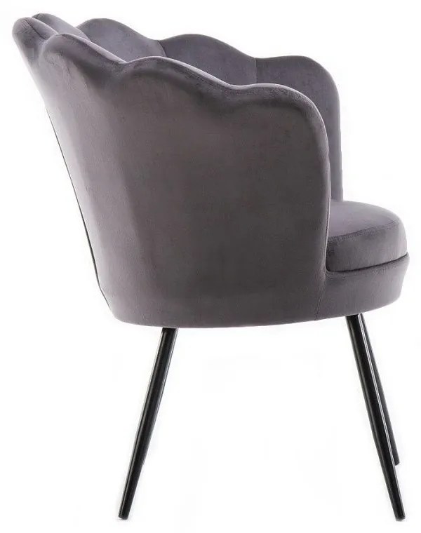 LuxuryForm DESIGN Kreslo FREY VELUR s čiernymi nohami - tmavo šedé