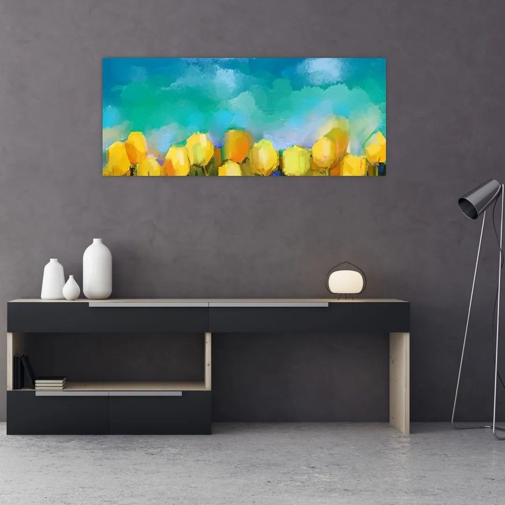 Obraz žltých tulipánov (120x50 cm)