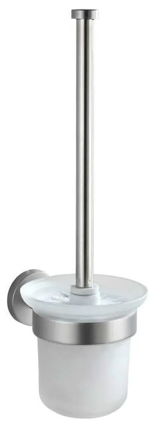 Nástenná sklenená WC kefa v matne striebornej farbe Bosio – Wenko