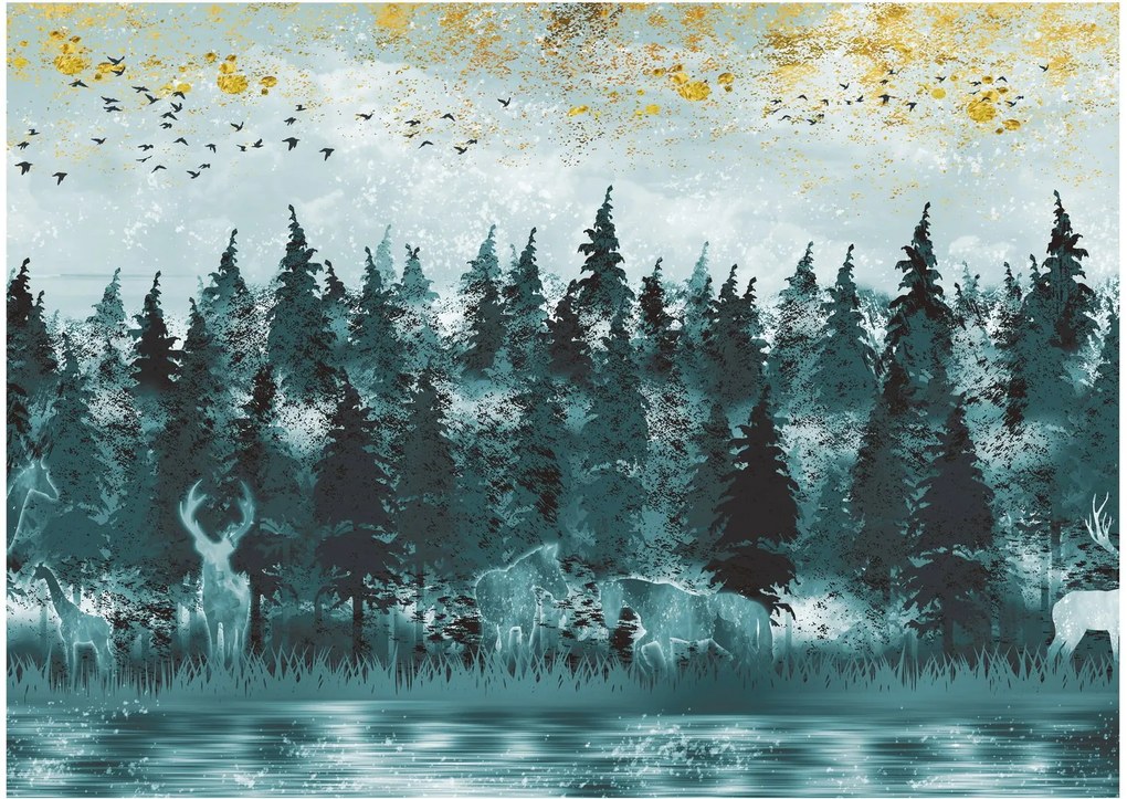 Sklenený obraz - Zvieratá v lese (70x50 cm)
