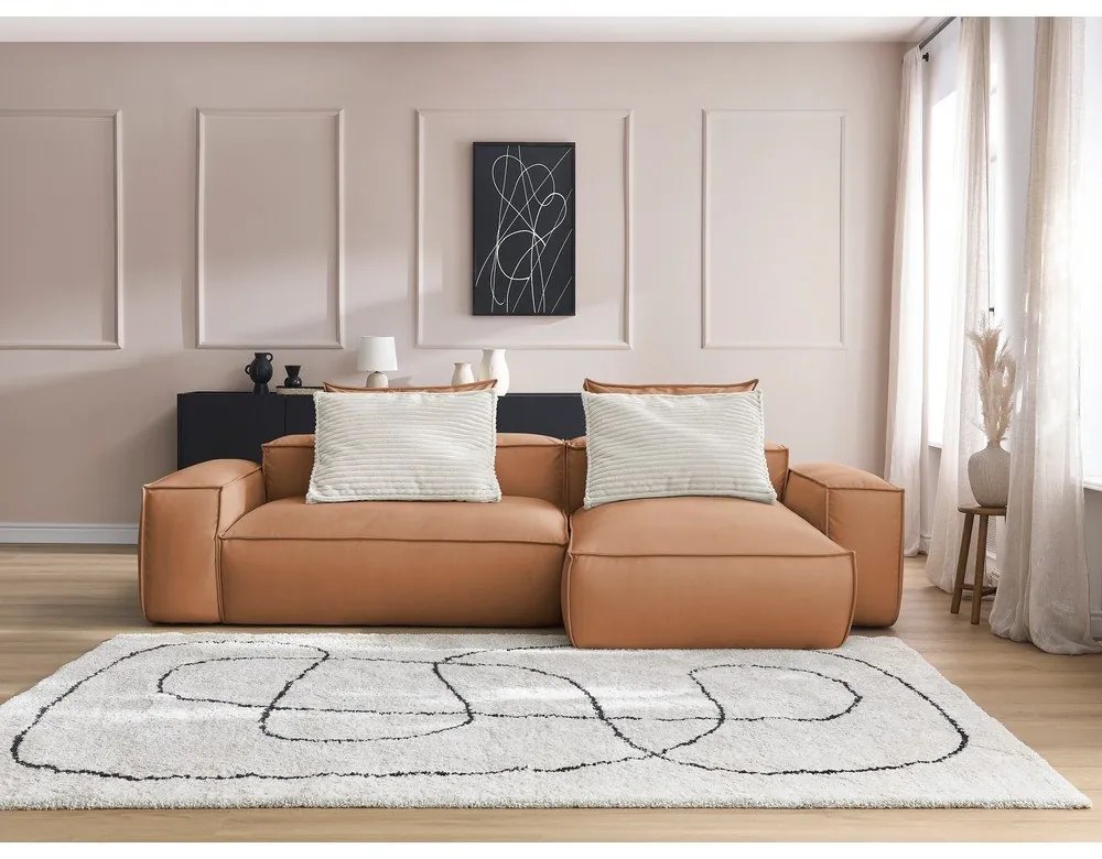 Hnedá rohová pohovka z imitácie kože (variabilná) Boheme – Bobochic Paris