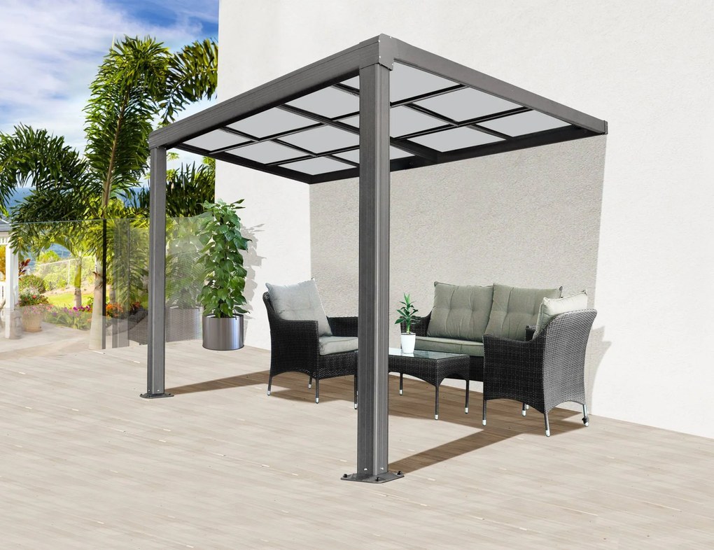 Hliníková pergola BestBerg PZ-9A / 9 m² / antracit/sivá
