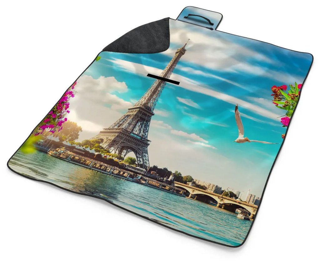 Sablio Plážová deka Paríž Eiffelova veža Mraky: 200x140 cm