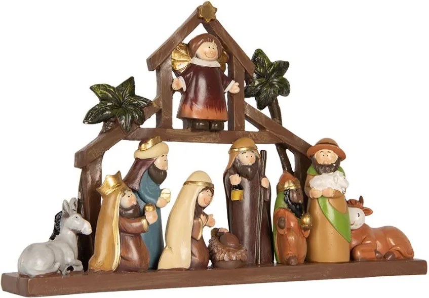 Hnedá vianočná dekorácia Betlehem Nativity Scene - 32*5*20 cm