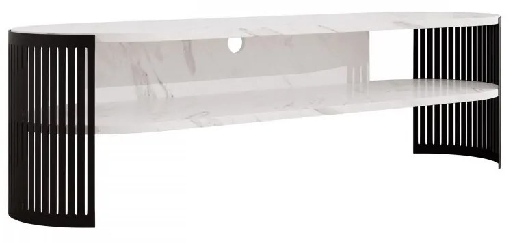 TV skrinka Zinzit, Farba: čierna/biely mramor