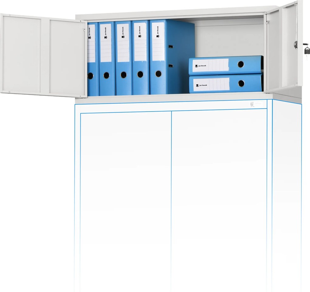 Nadstavec na kancelársku skriňu EWA, 900 x 380 x 400 mm, šedá