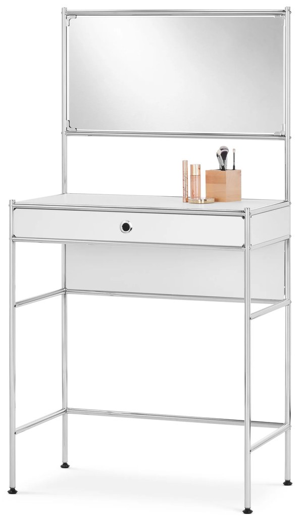 Kovový toaletný stolík »CN3« s veľkým zrkadlom a so zásuvkou