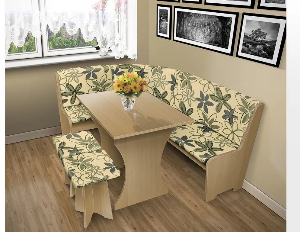 Nabytekmorava Jedálenská rohová lavica sa štokrlemi a stolom farba lamina: agát (akát), čalúnenie vo farbe: 53769-1004