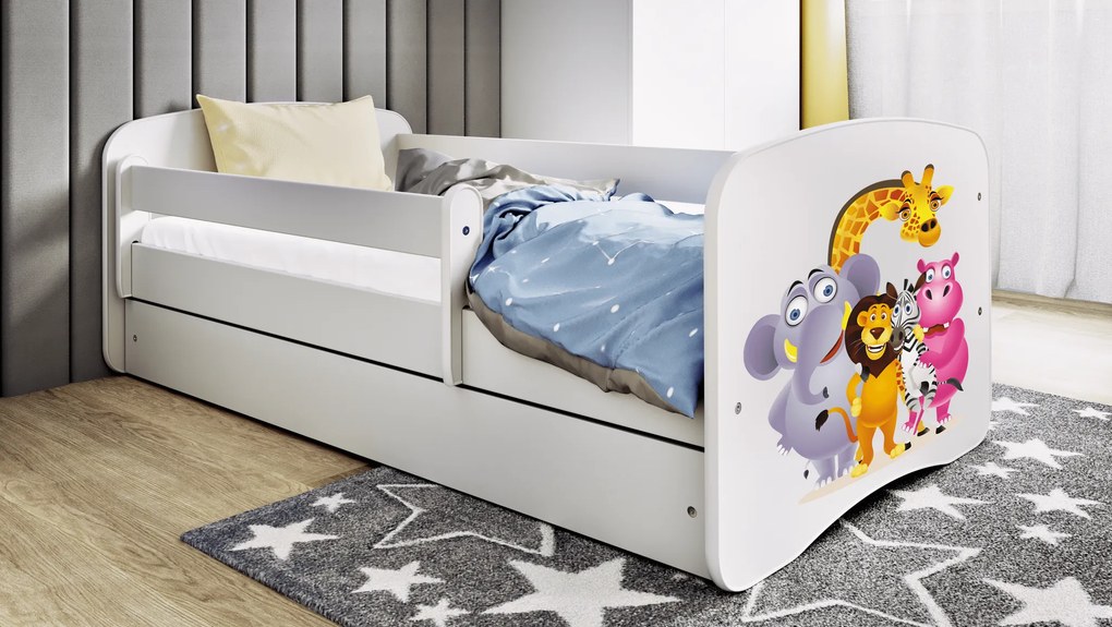 Kocot kids Detská posteľ Babydreams ZOO biela, varianta 70x140, bez šuplíků, bez matrace