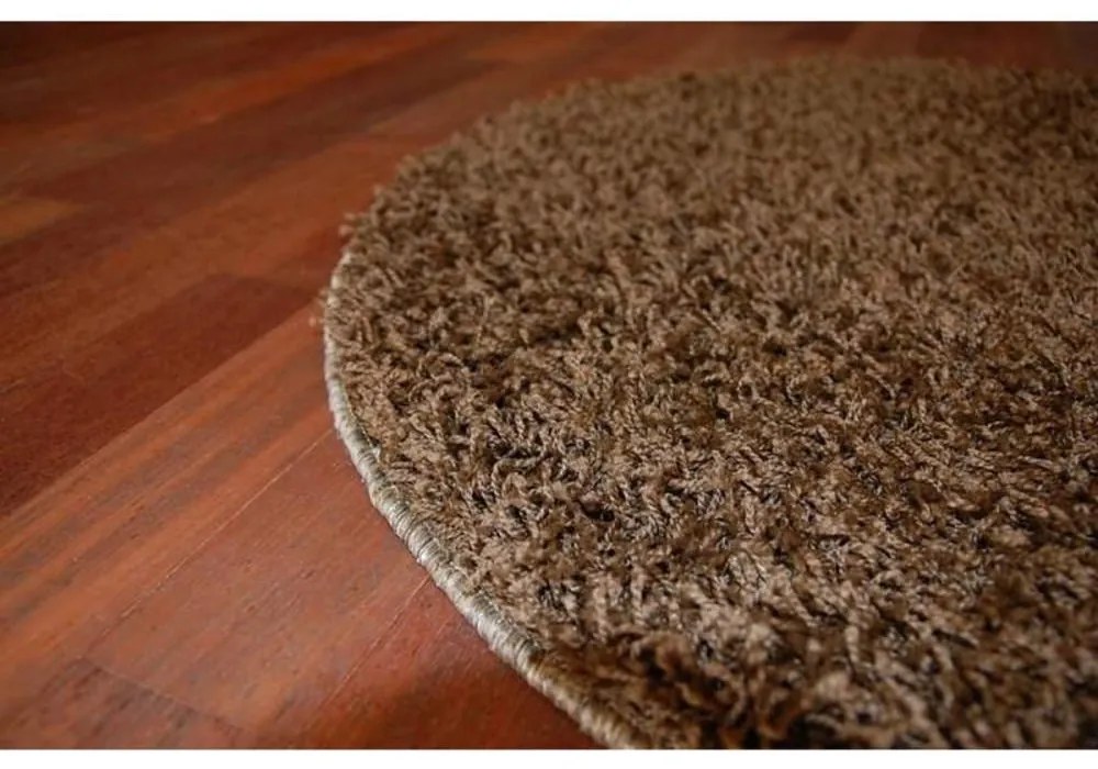 Kusový koberec Shaggy Roy hnedý kruh 120cm
