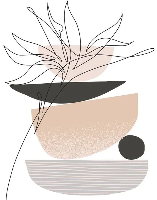 Obraz - Line art kvety N⁰1 (70x50 cm)