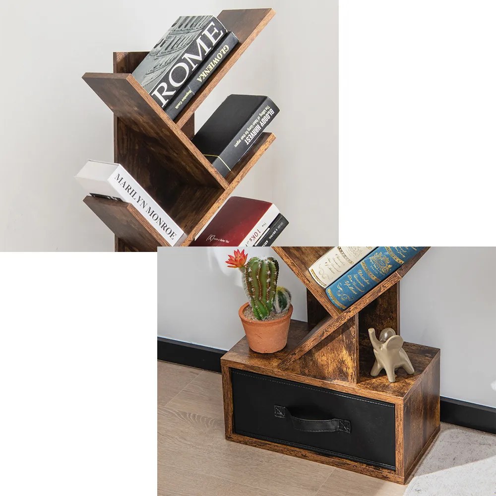 10-podlažná knižnica v hnedej farbe