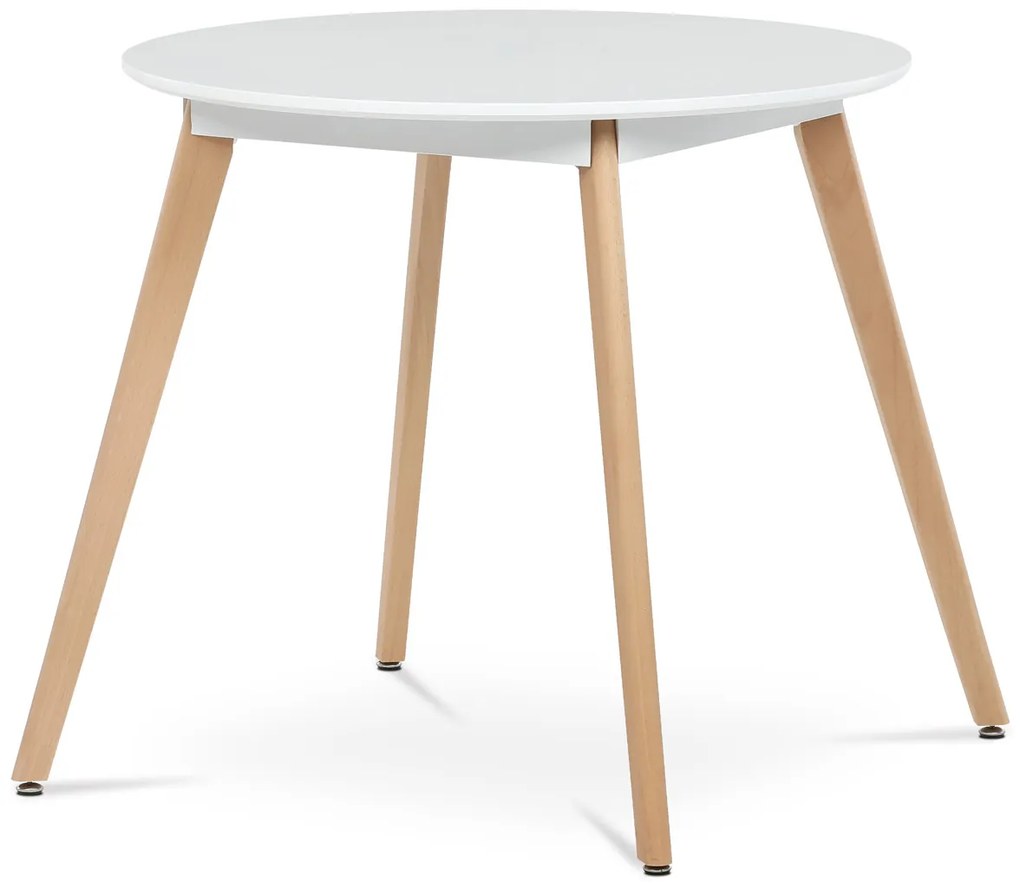 Autronic - Stůl jídelní, 80x80x74 cm, MDF - bílý matný lak, kovová kostrukce, dřevěné nohy - DT-316 WT AKCE