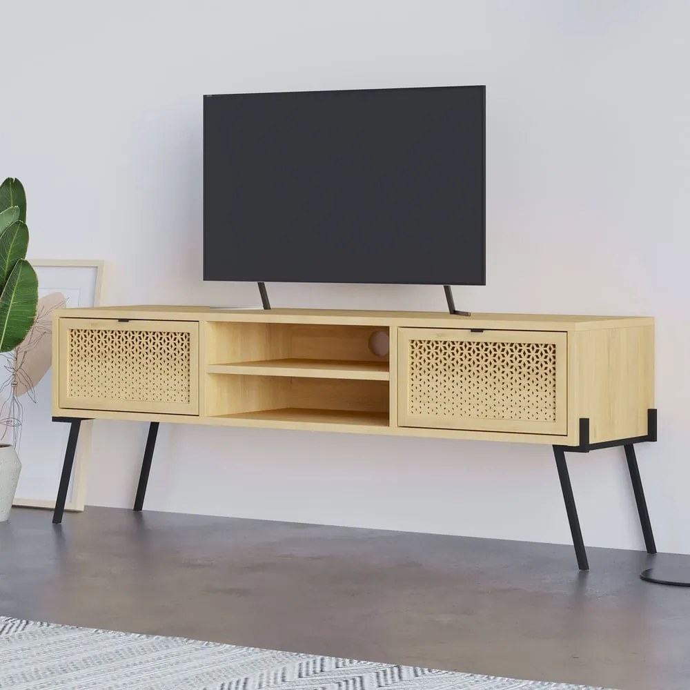 TV stolík v dekore duba v prírodnej farbe 140x51 cm Ecrin – Marckeric