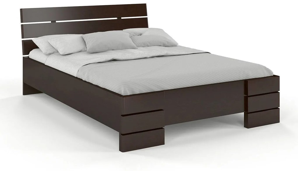 drevko Masívna posteľ Sandemo High z borovice - palisander Rozmer postele: 90 x 200 cm
