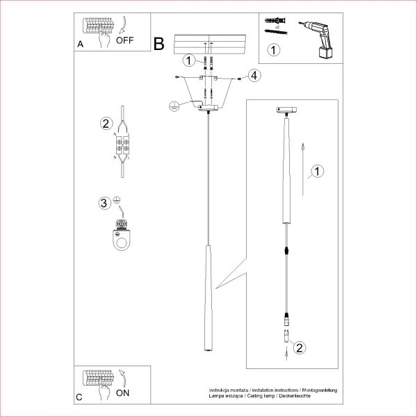 Sollux SL.1462 - Luster na lanku BLISS 1xG9/8W/230V čierna