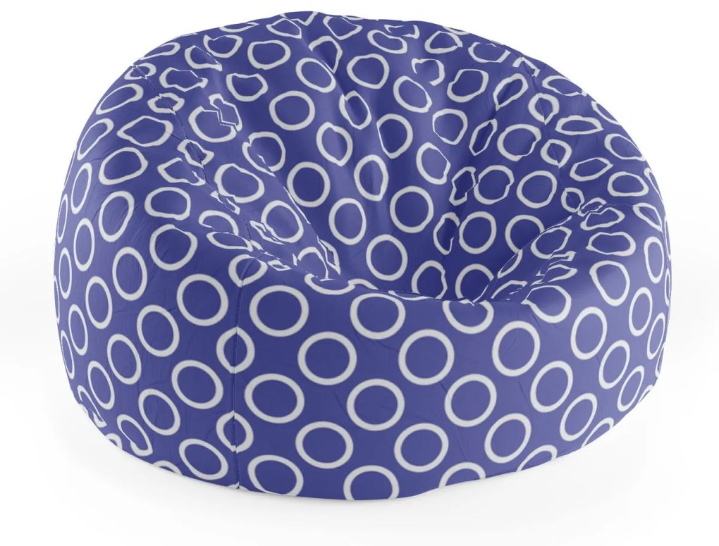 Sablio Sedací vak Cocoon Biele kruhy na modrej - 75 x 45 x 35 cm