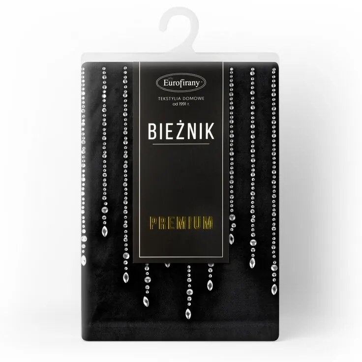 Dekorstudio Behúň na stôl ROYAL 3 z lesklého zamatu s kamienkami v čiernej farbe Rozmer behúňa (šírka x dĺžka): 35x220cm