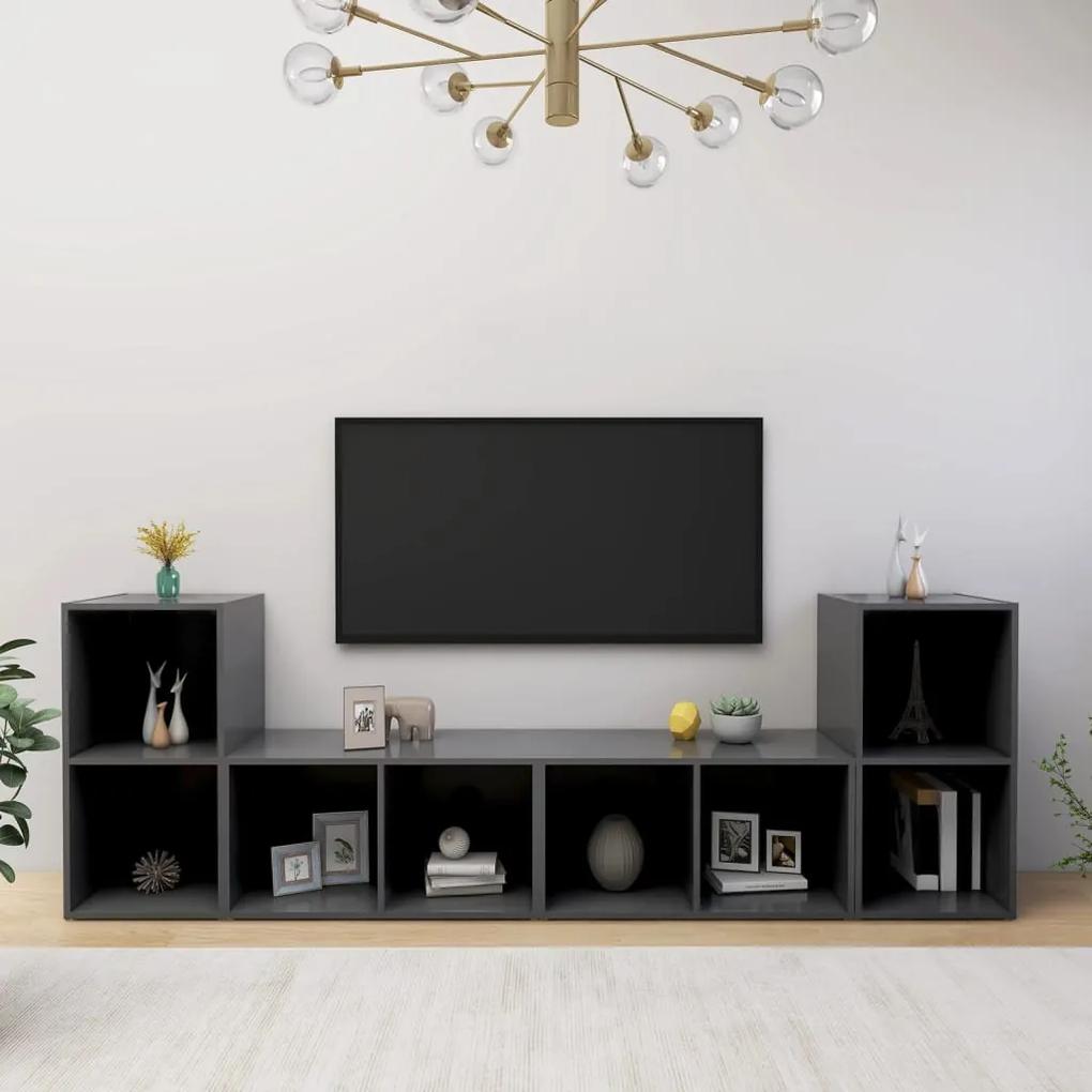 TV skrinky 4 ks sivé 72x35x36,5 cm drevotrieska