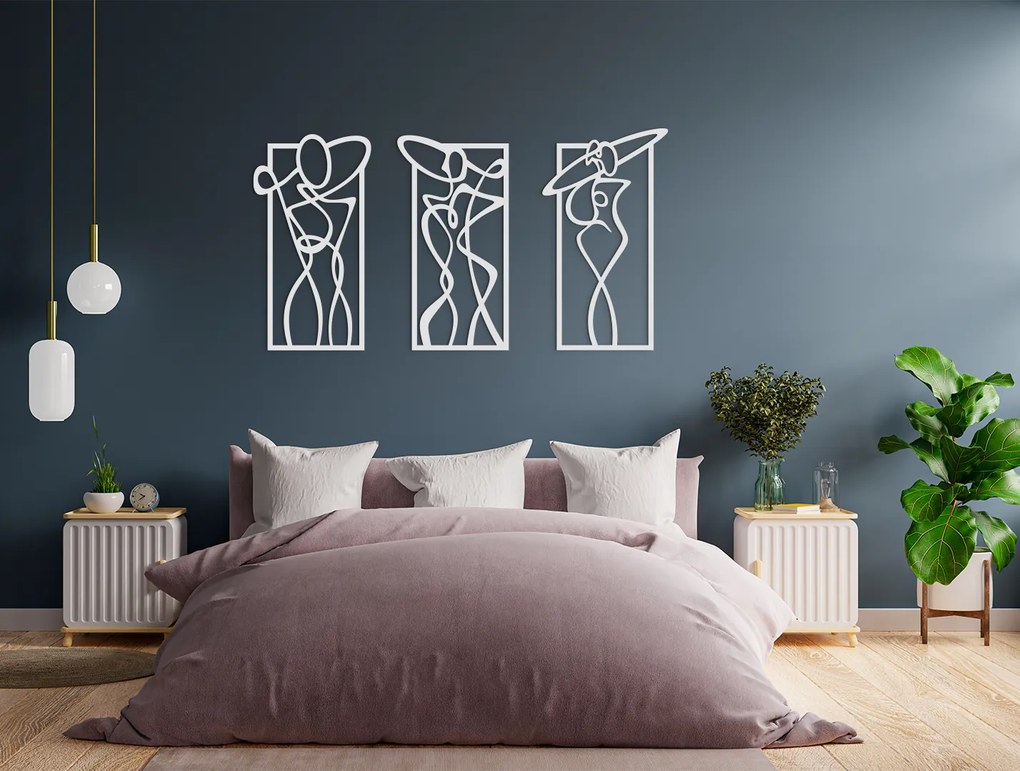 drevko 3-dielny avantgardný obraz 3 dámy Rozmer obrazu: 34,5 x 65 cm, Farba dekorácie: Čierna
