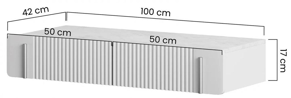 Závesný toaletný stolík Malmi 100 cm - kašmírová / crema bianca / zlatá