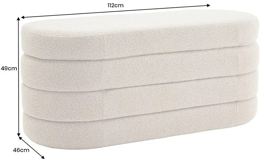 Dizajnová lavica s úložným priestorom TAUPE BOUCLÉ 115 cm – elegantný štýl a komfort