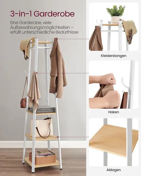 Vešiakový stojan s policami LCR080W09