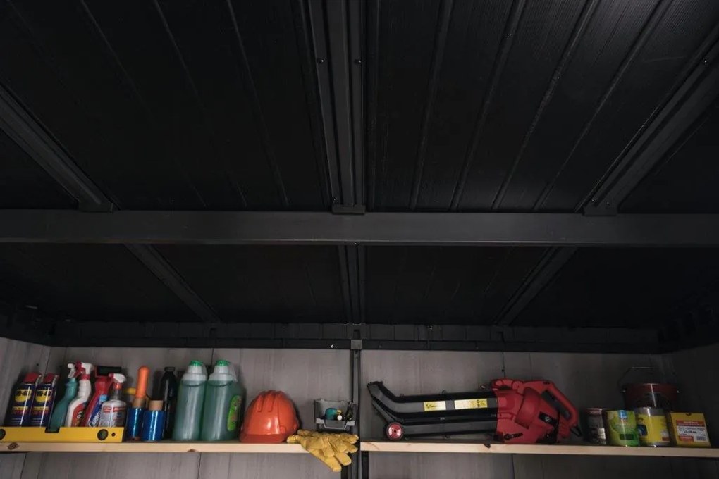 Záhradný domček Keter Artisan 9x7 grafitový/šedý, s podlahou