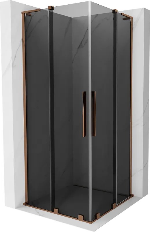 Mexen Velar L Duo, sprchový kút s posuvnými dverami 80 x 80 cm, 8mm šedé sklo, ružové zlato, 871-080-080-02-43-60
