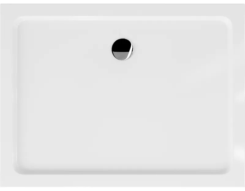 Mexen SLIM - Obdĺžniková sprchová vanička 130x80x5cm + chrómový sifón, biela, 40108013