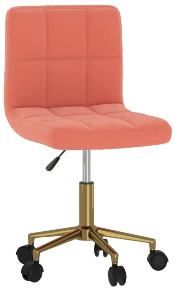 vidaXL Otočná kancelárska stolička ružová zamatová