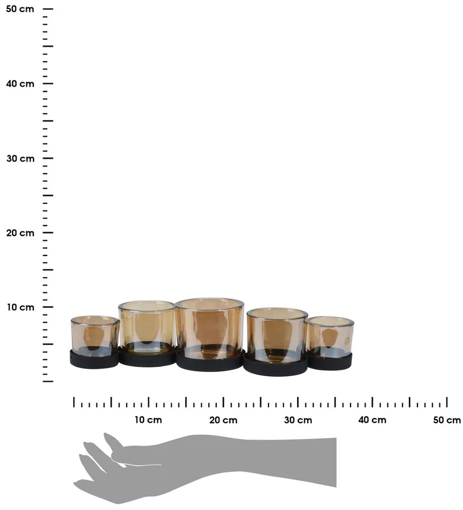 Sklenený svietnik na 5 sviečok 36 cm