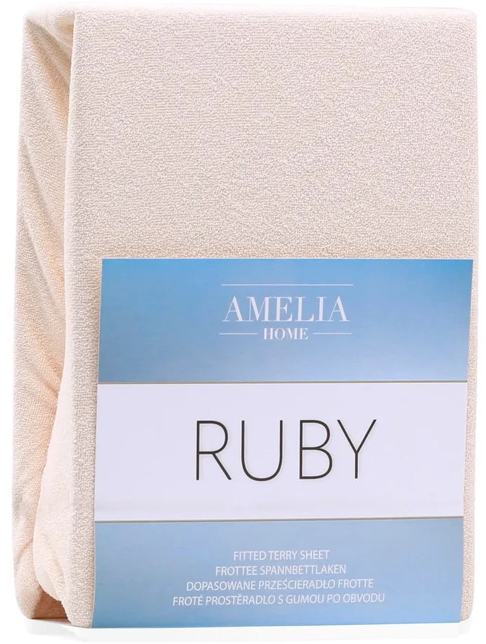 Béžová napínacia froté plachta 140x200 cm Ruby – Restilo