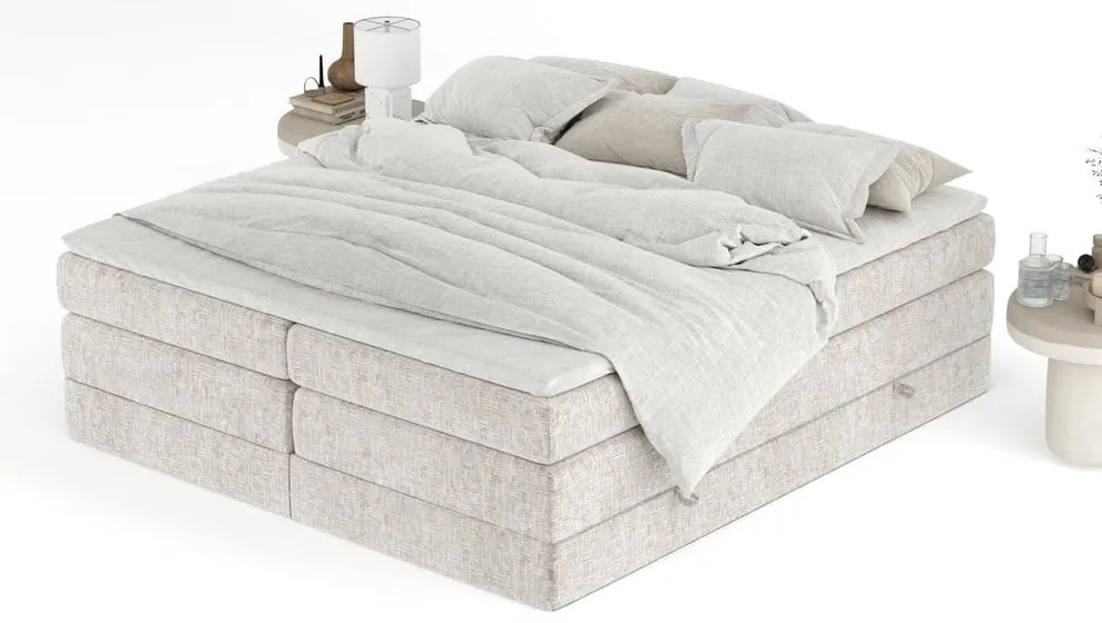 Béžová boxspring posteľ s úložným priestorom/bez čela 180x200 cm Juniper – Maison de Rêve