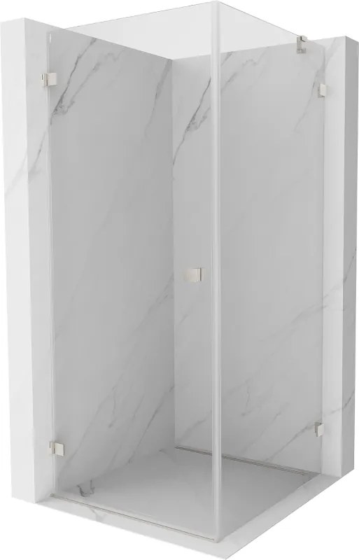 Mexen Lunar-B, výklopný sprchový kút ľavý 80 x 80 cm, 8mm číre sklo, oceľový profil, 832-080-080-97-00-L