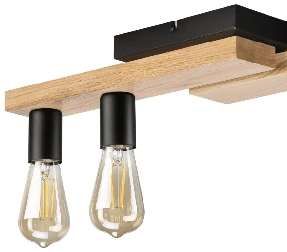 Prisadený luster MATTE 4xE27/15W/230V čierna/dub