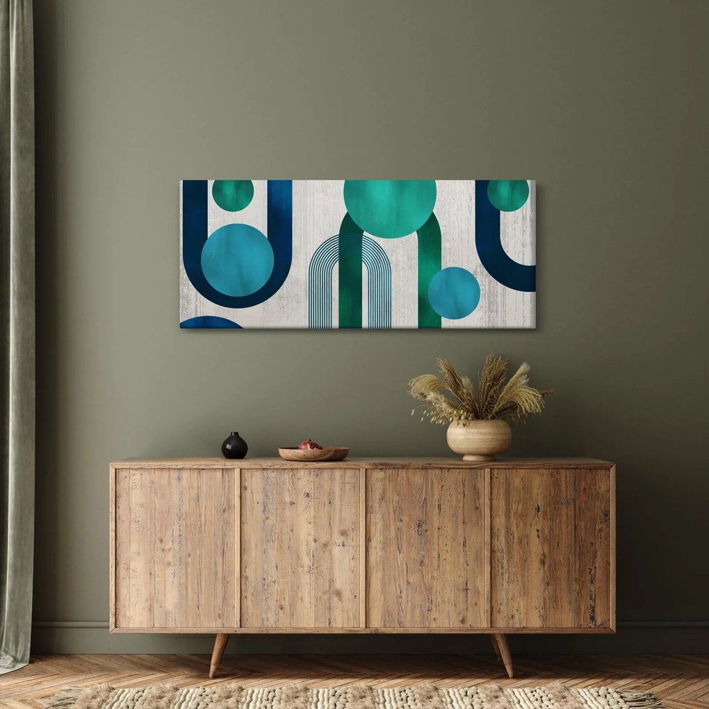 Obraz - Čiary a kruhové tvary (120x50 cm)
