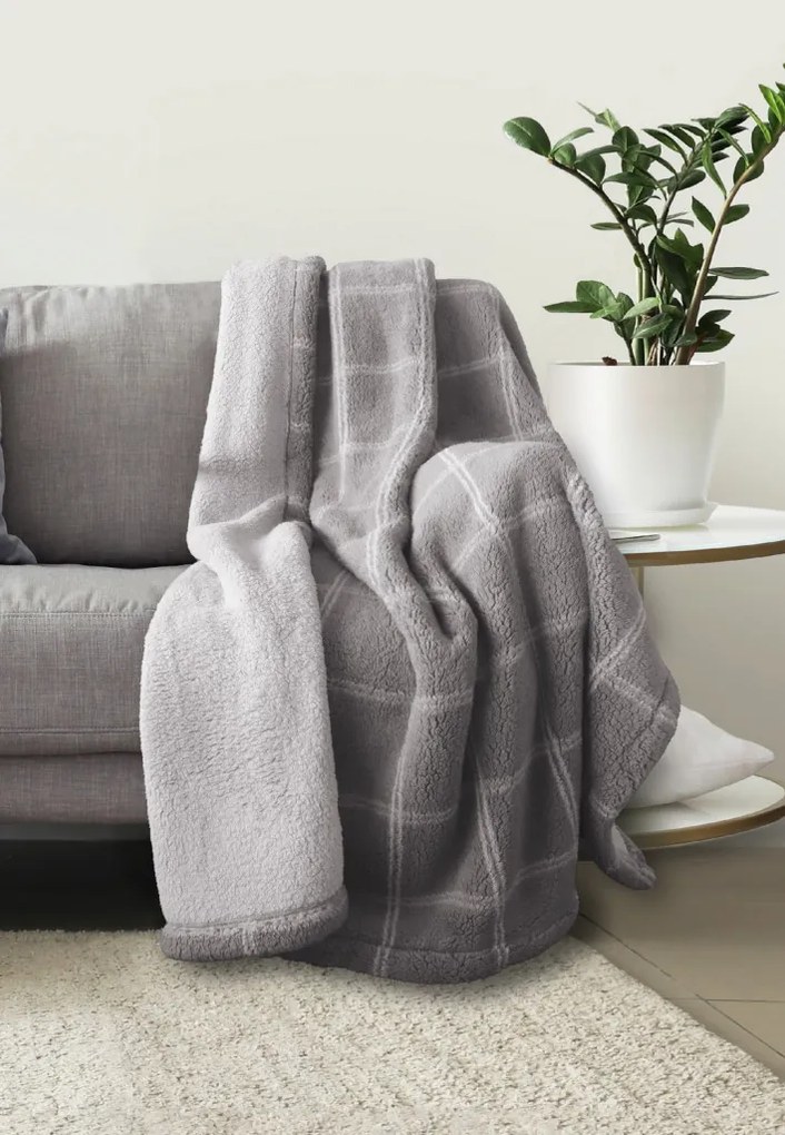 Deka herpa 150x200 cm, šedé kocky