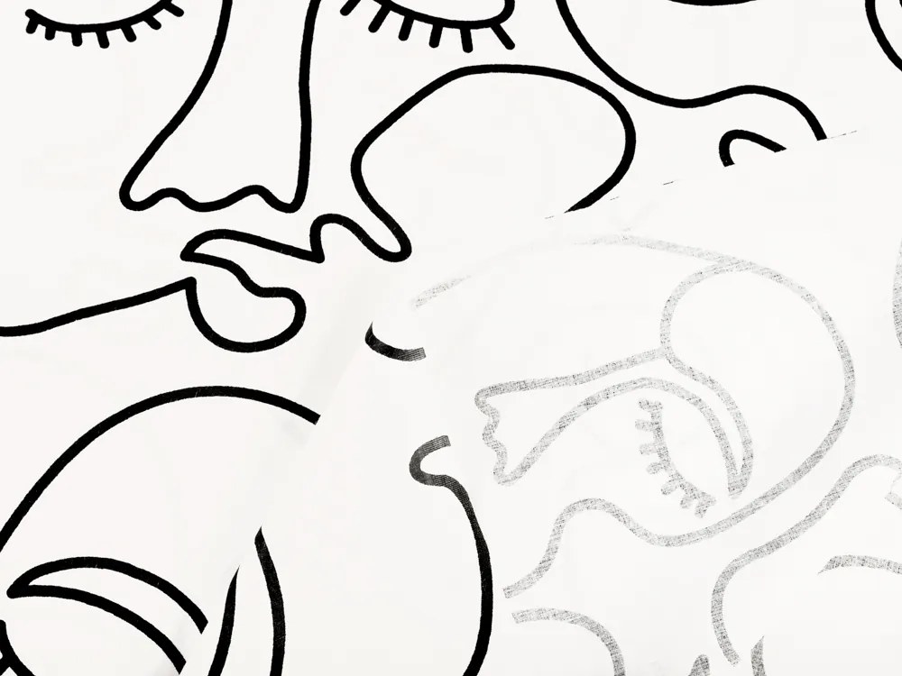 Bavlnená látka/plátno Sandra SA-570 Abstraktné tváre na bielom - šírka 160 cm