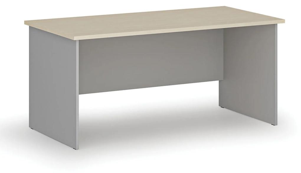 Kancelársky písací stôl rovný PRIMO GRAY, 1600 x 800 mm, sivá/buk