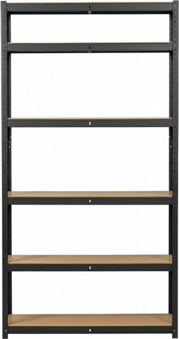 Akcia 3x Regál 240x90x50 cm lakovaný 6-policový, nosnosť 1050 kg - čierny