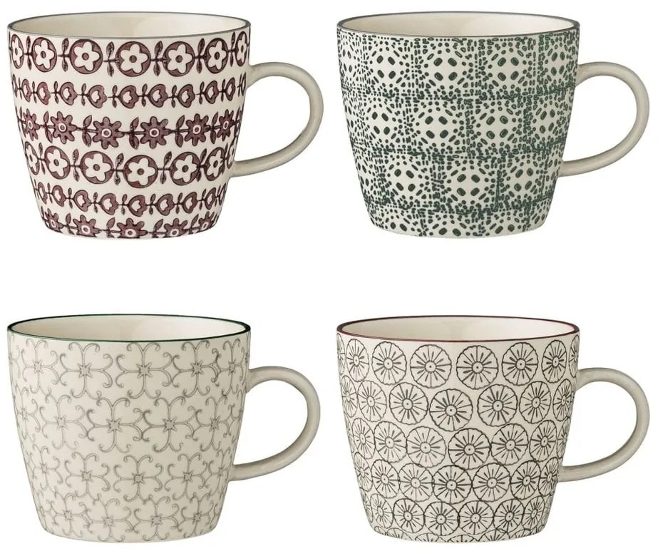 Sada 4 kameninových hrnčekov Bloomingville Karine Mugs