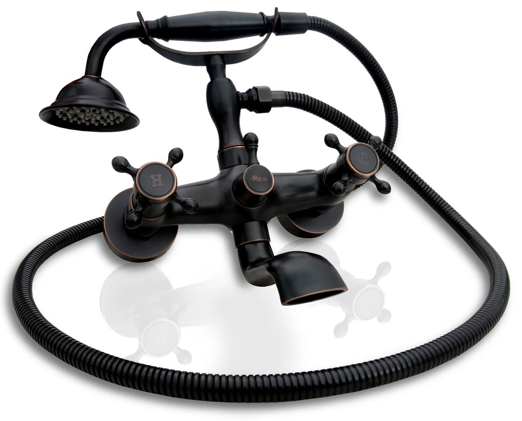 Vaňová batéria MAXMAX Rea RETRO so sprchou - čierna s patinou