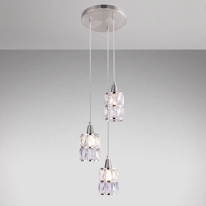 Závesná lampa 15760-3 chróm, krištáľ LW3
