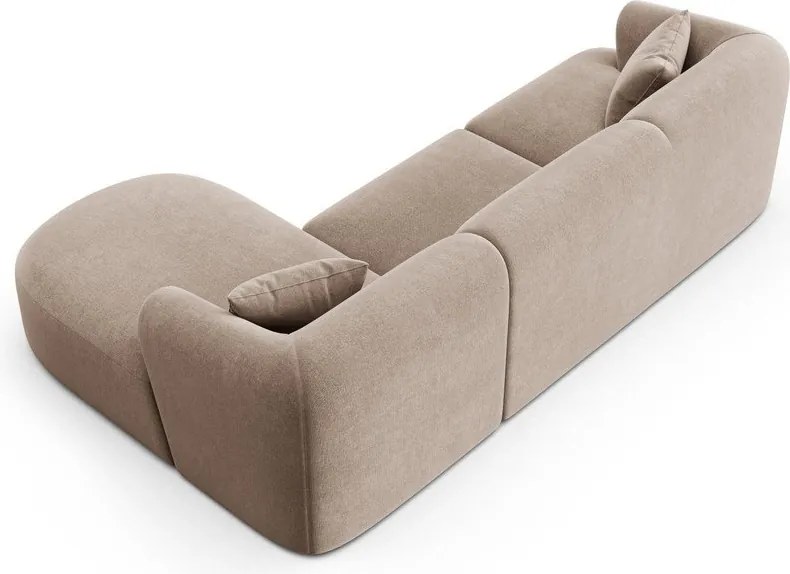 Svetlohnedá zamatová rohová pohovka (pravý roh/s leňoškou) Campi – Cosmopolitan Design