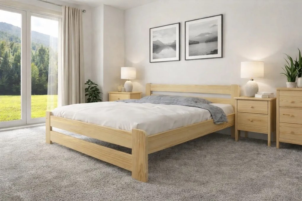 ComfortMatrace Posteľ z masívu borovice GABRIELA+rošt ZDARMA Farba: prírodná farba, Rozmer: 140x200 cm